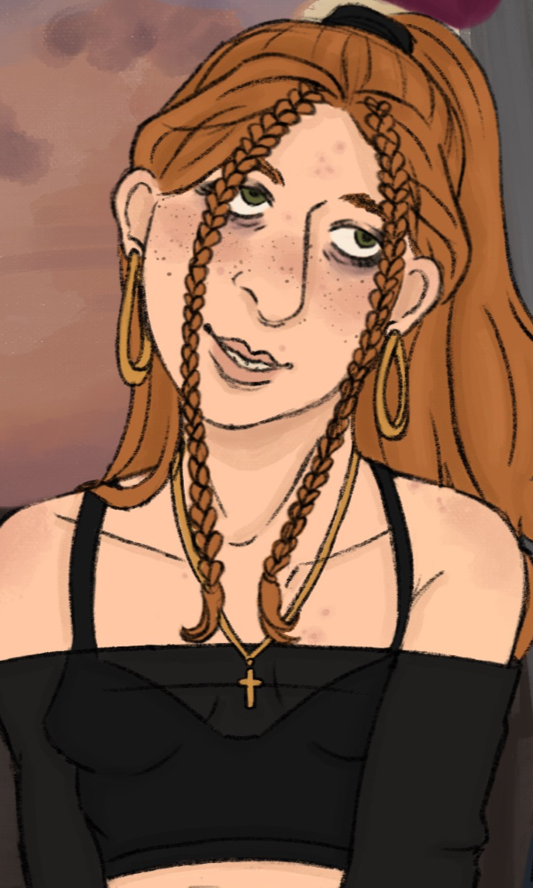 a drawing of Evangeline Bowers